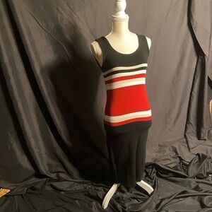 Black and Red Striped Sleeveless Dress